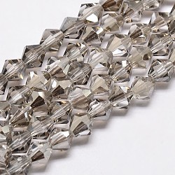 Chapelets de perles en verre bicone d'imitation de cristal autrichien, AA grade, facette, gris clair, 3x3.5mm, Trou: 0.8mm, Environ 120~125 pcs/chapelet, 14.8 pouce