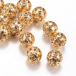 Brass Filigree Beads, Filigree Ball, Round, Light Gold, 10mm, Hole: 1.5mm