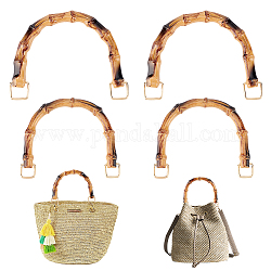 PH PandaHall 4pcs Purse Handles Plastic Imitation Bamboo Bag Handles 2 Sizes U-Shape Bag Handle Replacement Handbag Handle Purse Strap with Alloy Clasp for Bag Making Shoulder Bag Crochet Bag