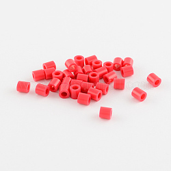 Pe Bügelperlen, DIY melty Perlen, Tube, rot, 5x5 mm, Bohrung: 3 mm