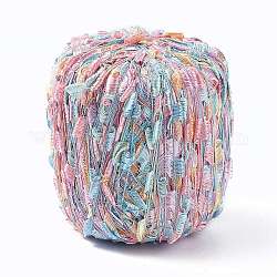 Polyester Fancy Yarn, Segment Dyed, Toothbrush Boucle Flag Knitting Yarn, Colorful, 8x0.4mm