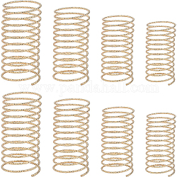 Benecreat 8pcs 4 Stile stapelbarer Breitband-Manschettenring aus Messing, Offener Ring mit mehreren Schleifen aus Federdraht für Frauen, echtes 14k vergoldet, US-Größe 4 1/4 (15 mm) ~ US-Größe 7 3/4 (17.9 mm)