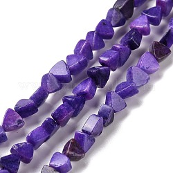 Chapelets de perles en calcite naturelle, teinte, triangle, bleu violet, 5.5x6x3.5mm, Trou: 0.8mm, Environ 81 pcs/chapelet, 15.94 pouce (40.5 cm)