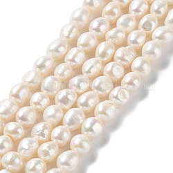 Natural Cultured Freshwater Pearl Beads Strands, Two Side Polished, Grade 6A+, Seashell Color, 9~10x9~10x8~9mm, Hole: 0.6mm, about 37pcs/strand, 14.96''(38~39cm)