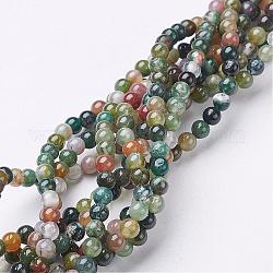 Chapelets de perles en agate indienne naturelle, ronde, 4mm, Trou: 0.8mm, Environ 85~86 pcs/chapelet, 15~16 pouce