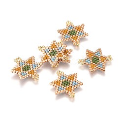 Enlaces de cuentas de semillas japonesas hechas a mano de miyuki & toho, patrón de telar, para judío, estrella de david, colorido, 19.5~21x16~17x1.7mm, agujero: 1.5 mm