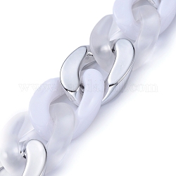 Cadenas de acrílico hechas a mano, con anillos de unión de plástico ccb, oval, para la fabricación de la joya, Platino, Claro, link: 30x21x6 mm, 39.37 pulgada (1 m) / hebra