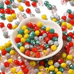 Perles en verre, facette, rondelle, grises , 8x6mm, Trou: 1mm, environ 1210 pcs/500 g