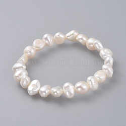 Bracelets élastiques en perles naturelles, blanc, 2-1/8 pouce (5.5 cm)