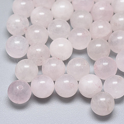 Perles de quartz rose naturel, la moitié foré, ronde, 10mm, demi-trou: 1.2 mm