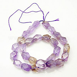 Natural Ametrine Beads Strands, Faceted Rectangle, 14x8x10mm, Hole: 1mm
