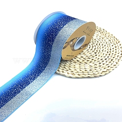 30 ярд двухцветной ленты из полиэстера в ребристую ткань, аксессуары для одежды, светло-синий, 3 дюйм (75 мм)