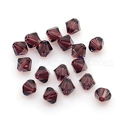 Austrian Crystal Beads, 5301 6mm, Bicone, Burgundy, Size: about 6mm long, 6mm wide, Hole: 1mm