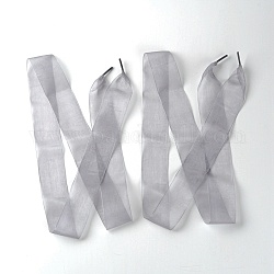 Lacets plats en mousseline de polyester transparent, gainsboro, 1200x40mm, 2 pcs / paire
