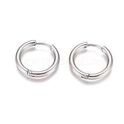 304 Stainless Steel Huggie Hoop Earrings, with 316 Surgical Stainless Steel Pin, Ring, Stainless Steel Color, 19x2.5mm, 10 Gauge, Pin: 0.9mm