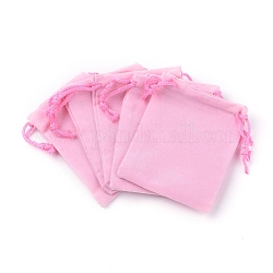 Мешки из вельветовой ткани, ювелирные сумки, рождественская вечеринка свадебные конфеты подарочные пакеты, ярко-розовый, 9x7 см
