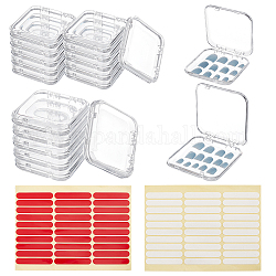 BENECREAT 20Pcs Transparent Plastic Nail Art Tool Storage Box, with 2 Sheets Double Side Adhesive Glue Sticky Tape For False Nail Tips, Clear, 7.7~8.7x7.5~8.5x1.6~1.85cm, Inner Diameter: 6.7~7.7x6.65~7.6x0.5~0.7cm