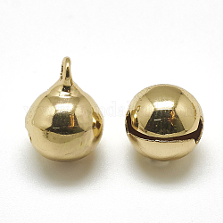 Encantos de campana de latón, real 18k chapado en oro, 13.5x10mm, agujero: 2 mm