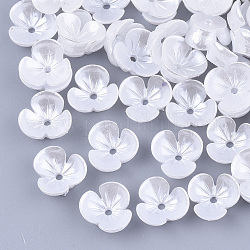 Perlenkappen aus Kunstharzimitat, 3-Blütenblatt, Blume, weiß, 10x10.5x4 mm, Bohrung: 1.4 mm