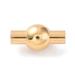 304 Magnetverschluss aus Edelstahl mit Klebeenden, Runde, echtes 14k vergoldet, 16 mm, Bohrung: 3.5 mm
