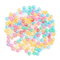 Прозрачные пластиковые бусины, с покрытием AB цвета, рондель, разноцветные, 7x4 мм, отверстие : 2.7 мм, Около 4500 шт / 500 г
