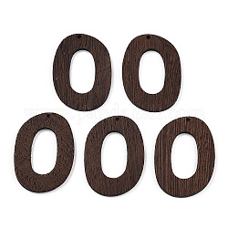 Colgantes de madera de wengué natural, sin teñir, encantos del anillo ovalado, coco marrón, 48x35x3.5mm, agujero: 2 mm