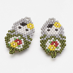 MIYUKI & TOHO Handmade Japanese Seed Beads Links, Girl Pattern, Olive, 30x17x2mm, Hole: 1~2mm