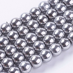 Synthétiques magnétiques perles hématite brins, ronde, platinée, 10mm, Trou: 1mm, Environ 42 pcs/chapelet