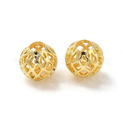 Brass Hollow Spacer Beads, Round, Real 18K Gold Plated, 8x7.5mm, Hole: 3.2mm