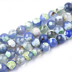 Naturelles feu crépitent agate perles brins, teinte, ronde, colorées, 8mm, Trou: 1mm, Environ 46~48 pcs/chapelet, 14.56 pouce ~ 15.15 pouces