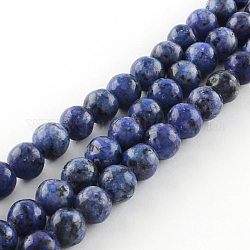 Gefärbte natürliche Sesam Jaspis runde Perlen Stränge, königsblau, 8 mm, Bohrung: 1 mm, ca. 48 Stk. / Strang, 14.9 Zoll