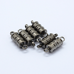 Cierres magnéticos de latón con bucles, columna, gunmetal, 17x6mm, agujero: 2 mm