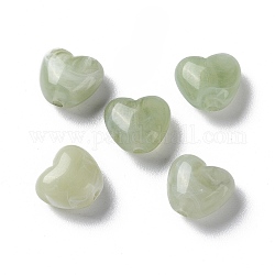 Perles acryliques opaques, cœur, vert de mer foncé, 9x10x5.5mm, Trou: 1.5mm