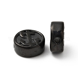304 perline in acciaio inossidabile, piatta e rotonda con il modello di ancoraggio, elettroforesi nera, 10.5x4.5mm, Foro: 1.6 mm