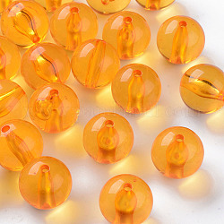 Perline acrilico trasparente, tondo, arancione, 20x19mm, Foro: 3 mm, circa 111pcs/500g