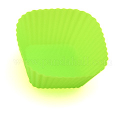 Set di stampi per cupcake in silicone alimentare riutilizzabile, quadrato, pirottini per muffin, giallo verde, 70x32mm