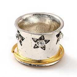 Anillo de dedo de aleación de estrella giratoria con rhinestone de cristal, anillo grueso gótico para calmar la meditación de preocupaciones, plata antigua y oro, nosotros tamaño 7 1/4 (17.5 mm)