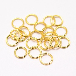 Messing Ringe springen, offene Ringe springen, Cadmiumfrei und Nickel frei und Bleifrei, echtes 18k vergoldet, 20 Gauge, 7x0.8 mm, Innendurchmesser: 5.4 mm, ca. 40 Stk. / 5 g