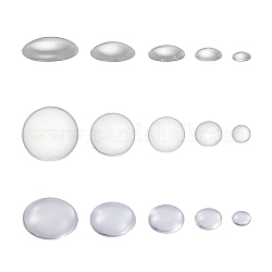 Set di cabochon in vetro trasparente, mezzo tondo/cupola, chiaro, 10~25x3.5~7mm, 50 pc / set