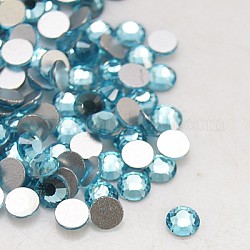 Glass Flat Back Rhinestone, Grade A, Back Plated, Faceted, Half Round, Aquamarine, 4.6~4.8mm, about 1440pcs/bag