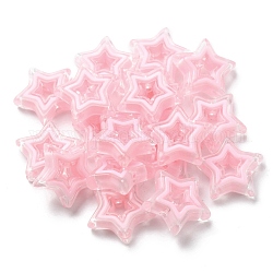 Acrylic Beads, Bead in Bead, Star, Pink, 21.5x22x6mm, Hole: 3mm, about 280pcs/500g