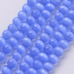 Katzenaugen-Perlen, Runde, königsblau, 8 mm, Bohrung: 1 mm, ca. 49 Stk. / Strang, 15.5 Zoll