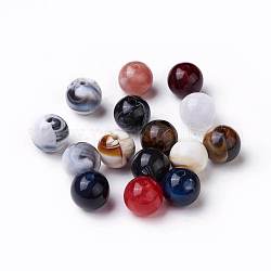 Perles acryliques, style de pierres fines imitation, ronde, couleur mixte, 13.5~14x13mm, Trou: 2mm, environ 330 pcs/500 g