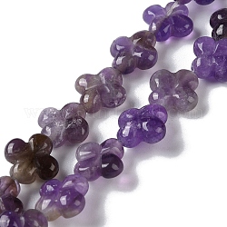 Natural Amethyst Beads Strands, Flower, 13~14x13~14x5~5.5mm, Hole: 1.2mm, about 15pcs/strand, 7.95''(20.2cm)
