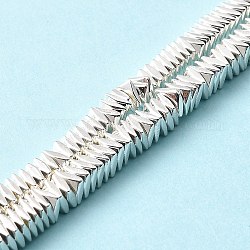 Brins de perles d'hématite non magnétiques synthétiques galvanisées, carrée, Plaqué Argent, 4x4x1.3mm, Trou: 1mm, Environ 310~315 pcs/chapelet, 15.94~16.02'' (40.5~40.7 cm)