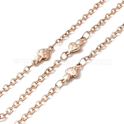 Ion Plating(IP) 304 Stainless Steel Mushroom Link Chains, with Spool, Soldered, Rose Gold, 11.5x5.5x1.7mm, 2.5x2x0.3mm, about 32.81 Feet(10m)/Roll