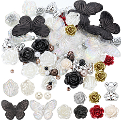 Sunnyclue kit de búsqueda para hacer joyas de diy, Incluye cuentas redondas de resina y flores de plástico., colgantes y cabujones de mariposas de plástico, color mezclado, 266 PC / sistema