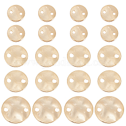 Benecreat 70 pz 3 stili di ciondoli in ottone per connettori, torcere maglie rotonde piatte, vero placcato oro 24k, 6~10x0.8~1mm, Foro: 0.8~1.4 mm