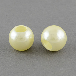 Abs kunststoff nachahmung perle europäische perlen, großes Loch Rondell Perlen, Zitronen-Chiffon, 11.5~12x10 mm, Bohrung: 5 mm