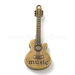 Pendente in lega stile tibetano, chitarra, bronzo antico, 55x21x7.5mm, Foro: 2 mm